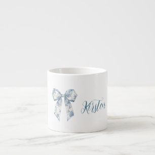 Schicke weiße blaue Blumen-Schleife Espressotasse