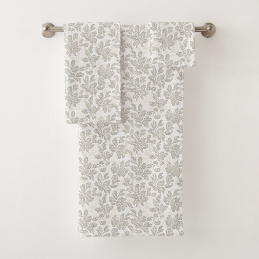 Schicke weiße Creme Floral Badhandtuch Set (Insitu)