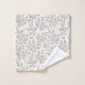 Schicke weiße Creme Floral Badhandtuch Set (Waschlappen)