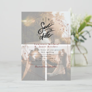 Schicke weiße übermäßig minimalistische 3-Fotos-Ei Save The Date