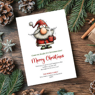 Schicke whimsical Santa-Klassiker-Weihnachtsgrußka Feiertagskarte