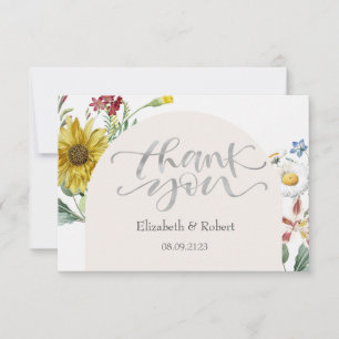 Schicke Wildblumen-Sonnenblumen-Schmetterlinge Dankeskarte