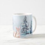 Schicke Winter-Aquarell-Rotwild im Wald Kaffeetasse (VorderseiteRechts)