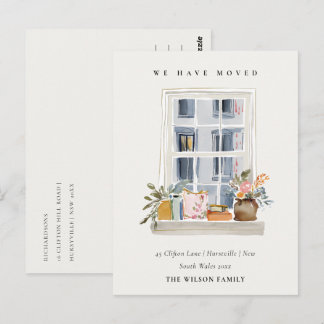Schicke Wohnung Blumenfenster Wir sind umgezogen K Postkarte