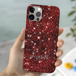 Schicke, wunderliche, rote, schwarze Glitter-Monog Case-Mate iPhone Hülle
