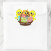 SCHICKEN "GLÜCKLICH" QUADRATISCHER AUFKLEBER (Tasche)
