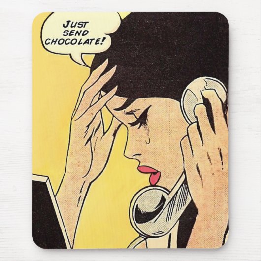 Schicken Sie einfach Schokolade Vintages Comic Mousepad (Vorne)