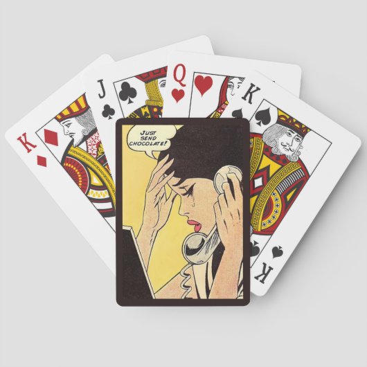 Schicken Sie einfach Schokolade Vintages Comic Spielkarten (Rückseite)