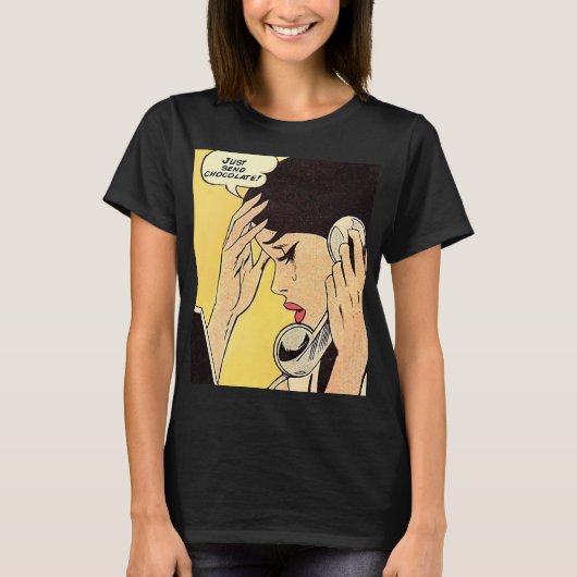 Schicken Sie einfach Schokolade Vintages Comic T-Shirt (Vorderseite)