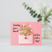 Schicken Sie Liebe und Umarmung! Postkarte (Stehend Vorderseite)