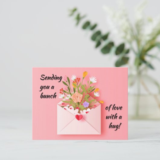 Schicken Sie Liebe und Umarmung! Postkarte (Stehend Vorderseite)