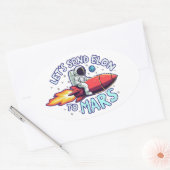 Schicken wir Elon an Mars-Oval-Aufkleber Ovaler Aufkleber (Umschlag)