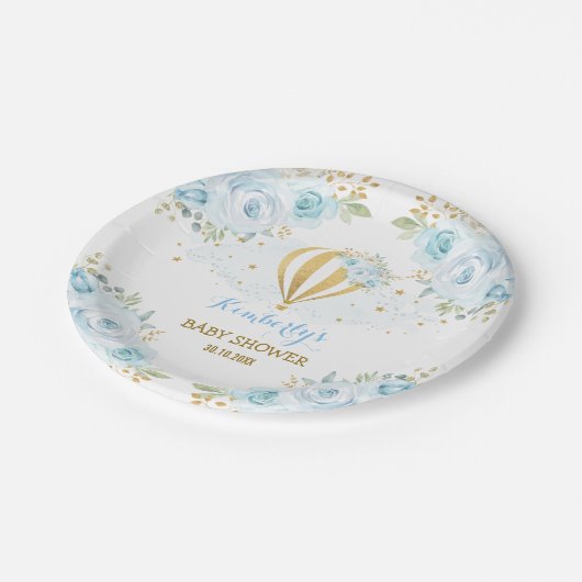 Schicker blauer pappteller (Schrägansicht)