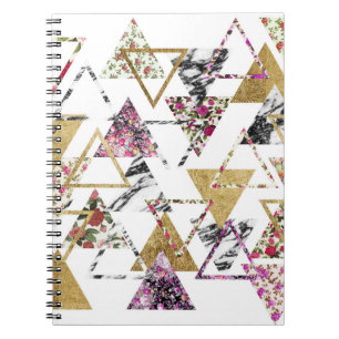 Schicker Blumengoldmarmor-geometrische Dreiecke Notizblock