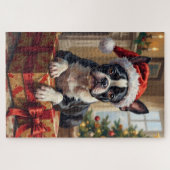 Schicker Boston Terrier Hund Weihnachtsgeschenk Puzzle (Horizontal)