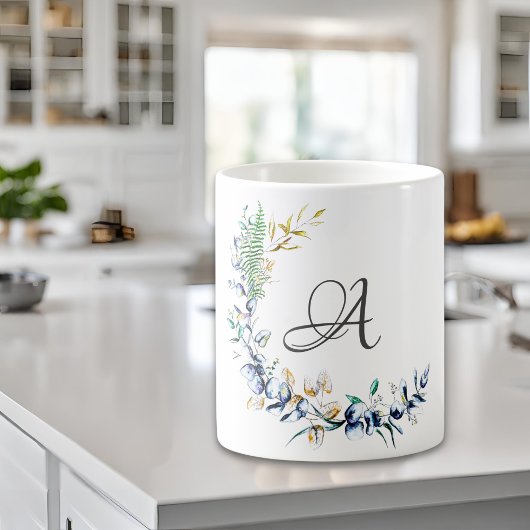 Schicker botanischer Kranz Monogramm Kaffeetasse