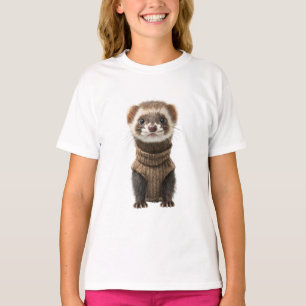 Schicker brauner Frettchen in einem gemütlichen Pu T-Shirt