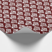 Schicker Burgunder und weißes Damast-Packpapier Geschenkpapier (Ecke)