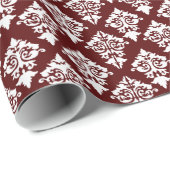 Schicker Burgunder und weißes Damast-Packpapier Geschenkpapier (Rolleneckpunkt)