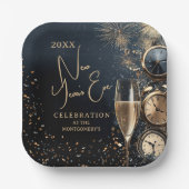 Schicker Champagner Silvesterabend Pappteller (Vorderseite)