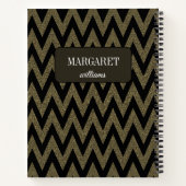 Schicker Chevron-Zickzack-Glitter & schwarzer indi Notizblock (Rückseite)