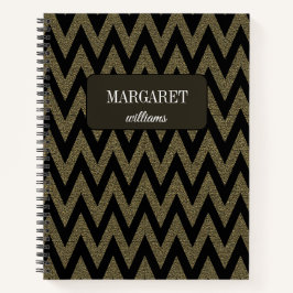 Schicker Chevron-Zickzack-Glitter & schwarzer indi Notizblock