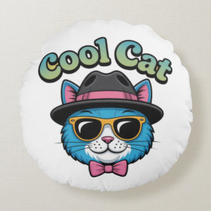 Schicker Cooler Kater Rundes Kissen