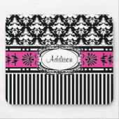 Schicker das Paris-Damast-Retro rosa des Mädchens Mousepad (Vorne)