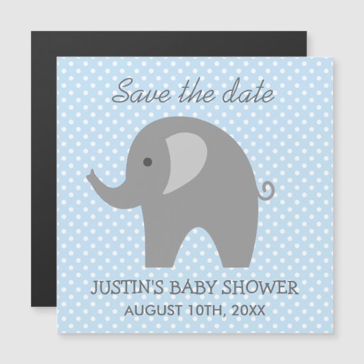 Schicker Elefant Save the Date Baby Shower Magnet (Vorne/Hinten)