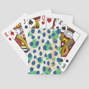 Schicker, farbenfroher, grün-blauer Cheetah-Druck  Spielkarten