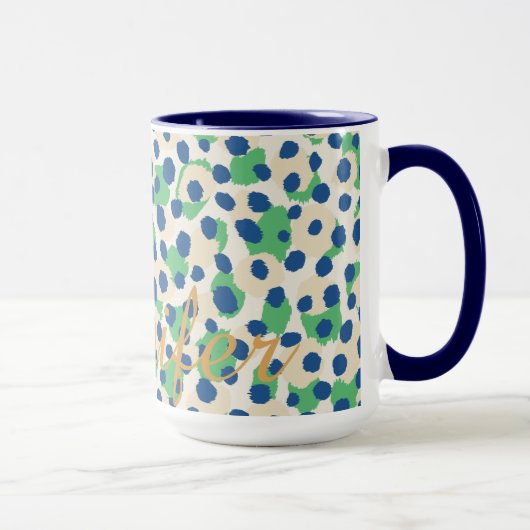 Schicker, farbenfroher grüner, blauer Cheetah-Druc Tasse (Rechts)