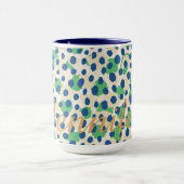 Schicker, farbenfroher grüner, blauer Cheetah-Druc Tasse (Zentrum)