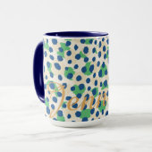 Schicker, farbenfroher grüner, blauer Cheetah-Druc Tasse (Vorderseite Links)