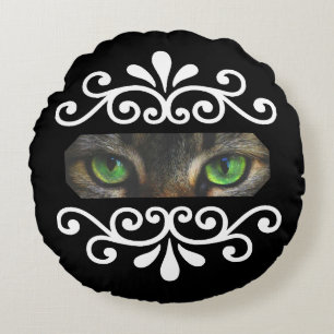 Schicker floraler Vektor Katzen Augen Custom Foto  Rundes Kissen