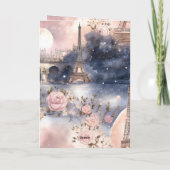 Schicker französischer rosa blauer Paris Eiffeltur Karte (Rückseite)