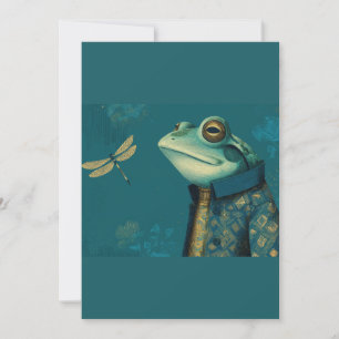 Schicker Frosch & Libelle - Surrealistisches Vinta Feiertagskarte