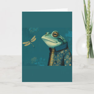 Schicker Frosch & Libelle - Surrealistisches Vinta Karte
