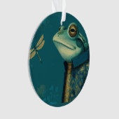Schicker Frosch & Libelle - Surrealistisches Vinta Ornament (Vorderseite)