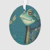 Schicker Frosch & Libelle - Surrealistisches Vinta Ornament (Vorderseite)