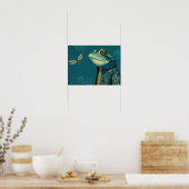 Schicker Frosch & Libelle - Surrealistisches Vinta Poster (Küche)