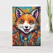 Schicker Fuchs – Whimsische Tierkunst Karte (Vorderseite)