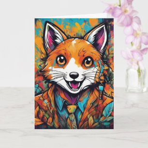 Schicker Fuchs – Whimsische Tierkunst  Karte