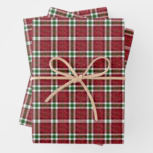 Schicker funkelnder karierter Weihnachts- Geschenkpapier Set (Beispiel)