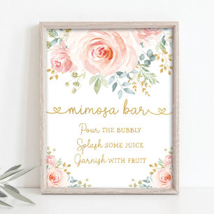 Schicker Gartenrosé Pink Florale Grün Mimosa Bar Poster