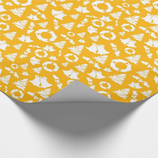 Schicker gelber Weihnachtsbaum-Kranz Bell Geschenkpapier (Ecke)