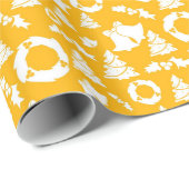 Schicker gelber Weihnachtsbaum-Kranz Bell Geschenkpapier (Rolleneckpunkt)