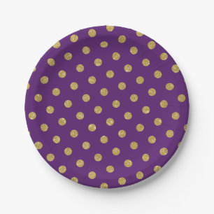 Schicker Gold Glitter Polka Punkt Lila Violett Pappteller