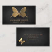 Schicker Goldluxusschmetterling auf schwarzem Visitenkarte (Vorne/Hinten)