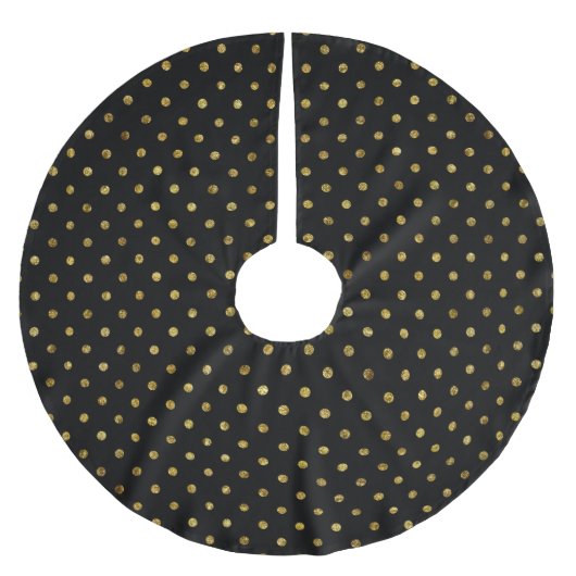 Schicker Goldzauber und -schwarze Flecken Polyester Weihnachtsbaumdecke (Vorderseite)