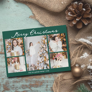 Schicker grüner Frohe Weihnachten Familienfoto-Col